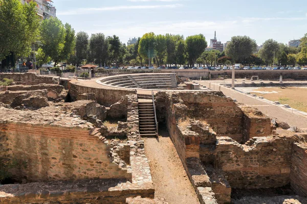 Θεσσαλονίκη Ελλάδα Σεπτεμβρίου 2019 Ερείπια Του Ρωμαϊκού Φόρουμ Στο Κέντρο — Φωτογραφία Αρχείου