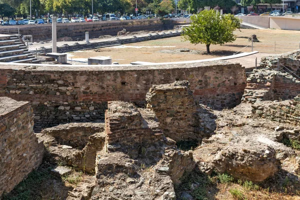 Thessaloniki Grecia Septiembre 2019 Ruinas Del Foro Romano Centro Ciudad —  Fotos de Stock