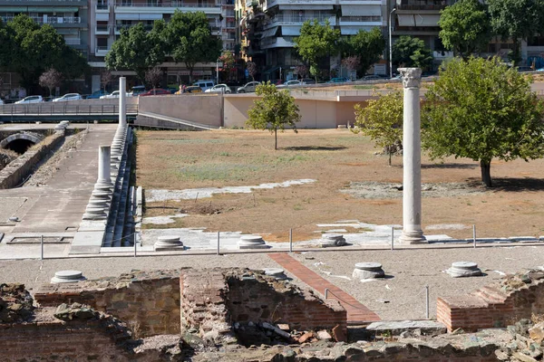 Thessaloniki Grecia Septiembre 2019 Ruinas Del Foro Romano Centro Ciudad —  Fotos de Stock