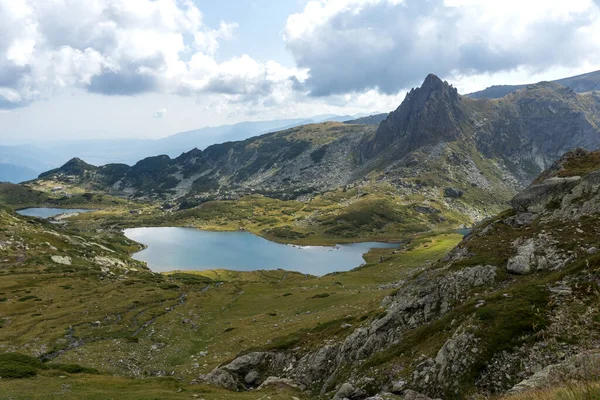 Vue Été Sur Lac Twin Montagne Rila Les Sept Lacs — Photo