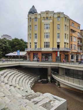 PLOVDIV, BULGARIA - 19 Mayıs 2020: Bulgaristan 'ın Filibe kentindeki Roma stadyumunun kalıntıları