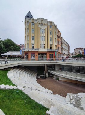 PLOVDIV, BULGARIA - 19 Mayıs 2020: Bulgaristan 'ın Filibe kentindeki Roma stadyumunun kalıntıları