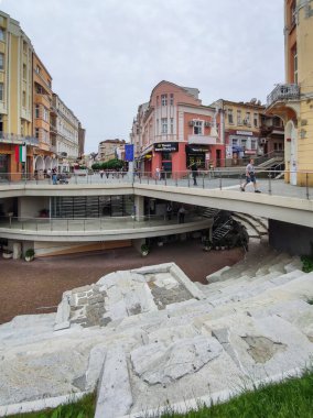 PLOVDIV, BULGARIA - 19 Mayıs 2020: Bulgaristan 'ın Filibe kentindeki Roma stadyumunun kalıntıları