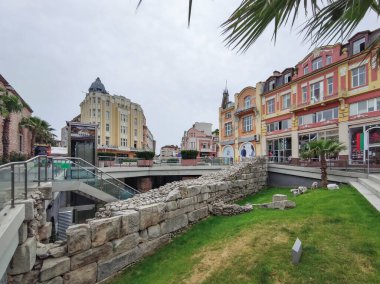 PLOVDIV, BULGARIA - 19 Mayıs 2020: Bulgaristan 'ın Filibe kentindeki Roma stadyumunun kalıntıları