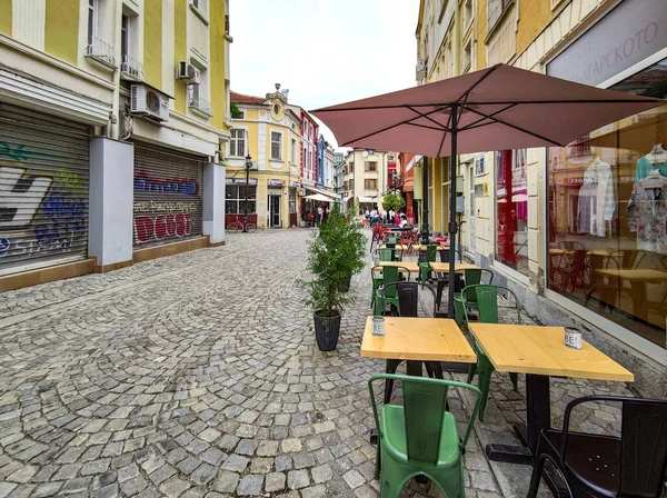 Plovdiv Bulgarie Mai 2020 Rue Typique Maisons Rue Piétonne Ville — Photo