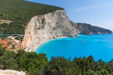 Porto Katsiki Beach, Lefkada, Ionian Islands, Yunanistan Panoraması