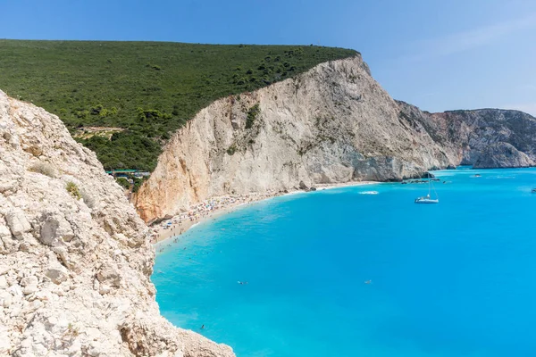 Panorama Praia Porto Katsiki Lefkada Ilhas Jónicas Grécia — Fotografia de Stock