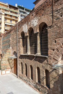 Selanik, Yunanistan - 22 Eylül 2019: Yunanistan 'ın orta kesimindeki Selanik kenti Acheiropoietos Antik Bizans Kilisesi