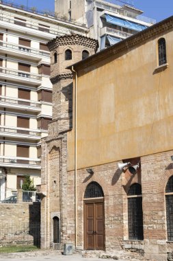 Selanik, Yunanistan - 22 Eylül 2019: Yunanistan 'ın orta kesimindeki Selanik kentinde Antik Bizans Ortodoks Ayasofya Katedrali