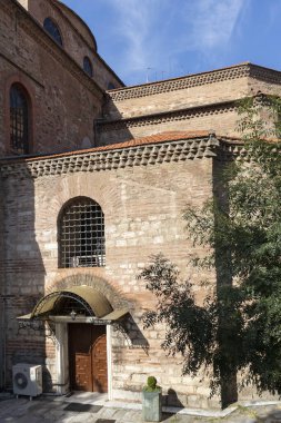 Selanik, Yunanistan - 22 Eylül 2019: Yunanistan 'ın orta kesimindeki Selanik kentinde Antik Bizans Ortodoks Ayasofya Katedrali