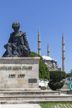 Edirne, Türkiye - 28 Temmuz 2019: Doğu Trakya 'daki Mimar Sinan ve Selimiye Camii Anıtı