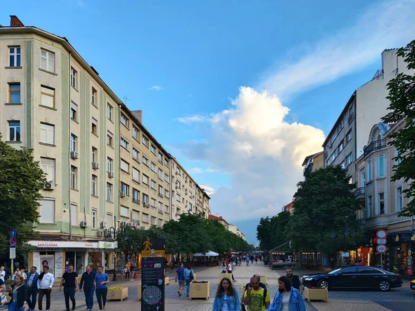 Sofia Bulgarije Juni 2020 Wandelende Mensen Boulevard Vitosha Sofia Bulgarije — Stockfoto