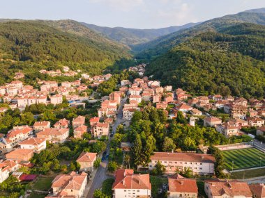Bulgaristan 'ın Petrich, Blagoevgrad bölgesinin hava manzarası