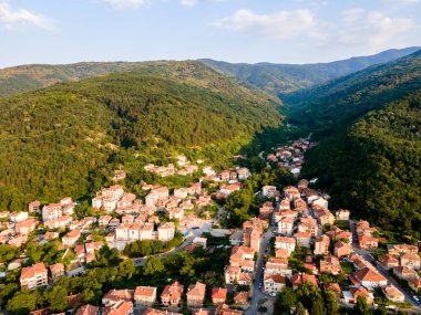 Bulgaristan 'ın Petrich, Blagoevgrad bölgesinin hava manzarası