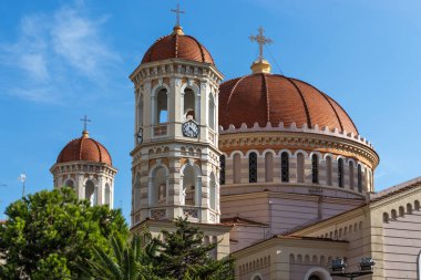Selanik, Yunanistan - 22 Eylül 2019: Selanik, Orta Makedonya, Yunanistan 'daki Aziz Gregory Palamas Kutsal Metropolitan Kilisesi