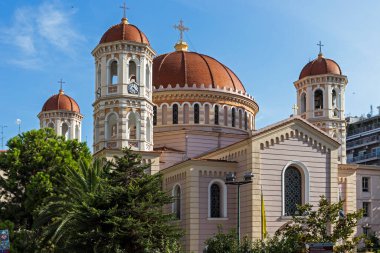 Selanik, Yunanistan - 22 Eylül 2019: Selanik, Orta Makedonya, Yunanistan 'daki Aziz Gregory Palamas Kutsal Metropolitan Kilisesi