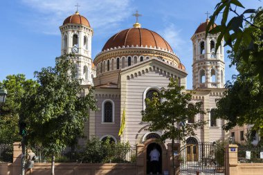 Selanik, Yunanistan - 22 Eylül 2019: Selanik, Orta Makedonya, Yunanistan 'daki Aziz Gregory Palamas Kutsal Metropolitan Kilisesi