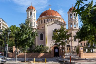 Selanik, Yunanistan - 22 Eylül 2019: Selanik, Orta Makedonya, Yunanistan 'daki Aziz Gregory Palamas Kutsal Metropolitan Kilisesi