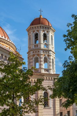 Selanik, Yunanistan - 22 Eylül 2019: Selanik, Orta Makedonya, Yunanistan 'daki Aziz Gregory Palamas Kutsal Metropolitan Kilisesi