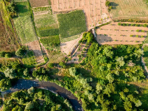 Vista Aérea Rio Strumeshnitsa Que Passa Pelo Vale Petrich Bulgária — Fotografia de Stock