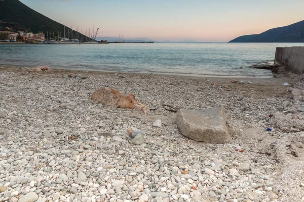 Atardecer Increíble Playa Del Pueblo Vasiliki Lefkada Islas Jónicas Grecia — Foto de Stock