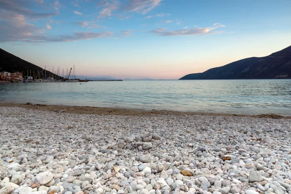 Úžasný Západ Slunce Pláži Vesnice Vasiliki Lefkada Jónské Ostrovy Řecko — Stock fotografie