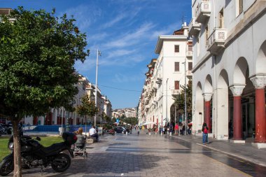 Selanik, Yunanistan - 22 Eylül 2019: Selanik, Orta Makedonya, Yunanistan 'da Aristo Meydanı Panoraması