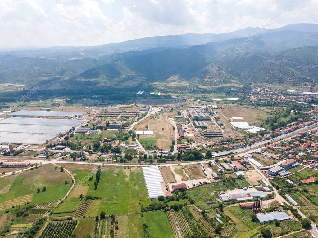 Aerial view of town of Kresna, Blagoevgrad region, Bulgaria