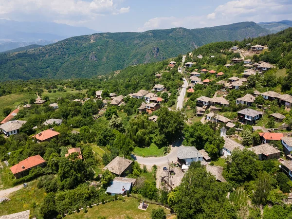 Aerial View Village Leshten Authentic Nineteenth Century Houses Blagoevgrad Region — Stock Photo, Image