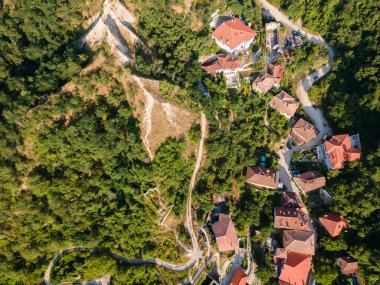 Bulgaristan 'ın tarihi Melnik kenti Blagoevgrad bölgesinin Panoraması