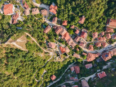 Bulgaristan 'ın tarihi Melnik kenti Blagoevgrad bölgesinin Panoraması