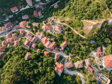 Bulgaristan 'ın tarihi Melnik kenti Blagoevgrad bölgesinin Panoraması