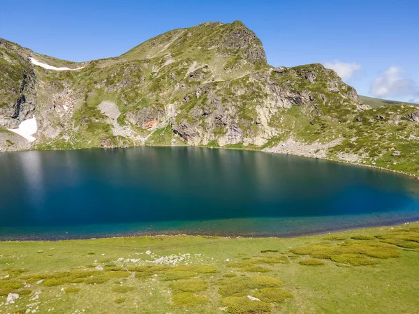 Vista Aérea Lago Kidney Seven Rila Lakes Rila Mountain Bulgária — Fotografia de Stock