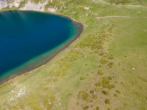 Vista Aérea Lago Kidney Seven Rila Lakes Rila Mountain Bulgária — Fotografia de Stock