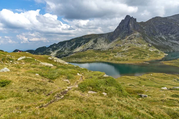 Paysage Incroyable Avec Lac Twin Aux Sept Lacs Rila Montagne — Photo