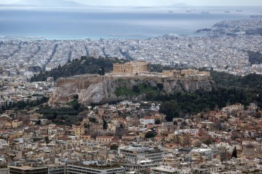 Atina kentinin panoramik manzarası Lycabettus Hill, Attica, Yunanistan