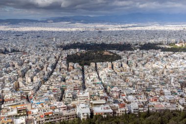 Atina kentinin panoramik manzarası Lycabettus Hill, Attica, Yunanistan