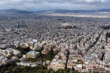 Atina kentinin panoramik manzarası Lycabettus Hill, Attica, Yunanistan