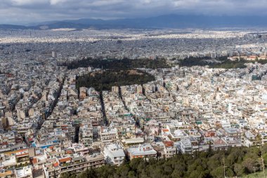 Atina kentinin panoramik manzarası Lycabettus Hill, Attica, Yunanistan