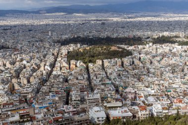 Atina kentinin panoramik manzarası Lycabettus Hill, Attica, Yunanistan