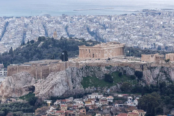 Vista Panoramica Della Città Atene Dalla Collina Lycabettus Attica Grecia — Foto Stock
