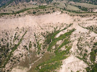 Kresna kum piramitlerinin hava manzarası, Blagoevgrad bölgesi, Bulgaristan