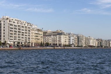 Selanik, Yunanistan - 22 Eylül 2019: Selanik şehir setpanoraması, Orta Makedonya, Yunanistan