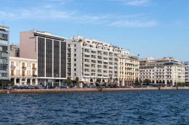 Selanik, Yunanistan - 22 Eylül 2019: Selanik şehir setpanoraması, Orta Makedonya, Yunanistan