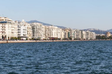 Selanik, Yunanistan - 22 Eylül 2019: Selanik şehir setpanoraması, Orta Makedonya, Yunanistan