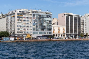 Selanik, Yunanistan - 22 Eylül 2019: Selanik şehir setpanoraması, Orta Makedonya, Yunanistan