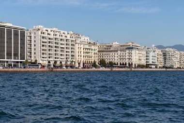 Selanik, Yunanistan - 22 Eylül 2019: Selanik şehir setpanoraması, Orta Makedonya, Yunanistan