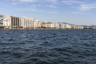 Selanik, Yunanistan - 22 Eylül 2019: Selanik şehir setpanoraması, Orta Makedonya, Yunanistan