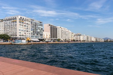 Selanik, Yunanistan - 22 Eylül 2019: Selanik şehir setpanoraması, Orta Makedonya, Yunanistan