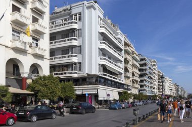 Selanik, Yunanistan - 22 Eylül 2019: Selanik şehir setpanoraması, Orta Makedonya, Yunanistan